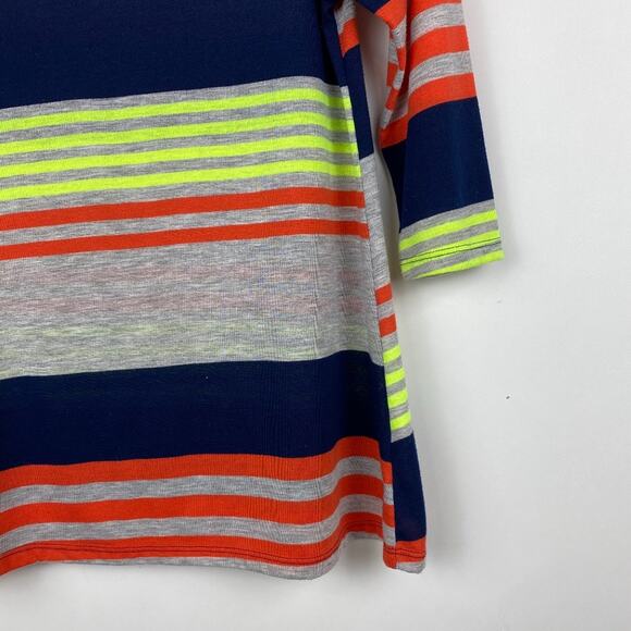 OPHELIA for FC S Multicolor Striped Top Navy Blue Gray Neon Green - Picture 4 of 7